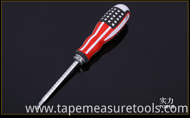 U.S. flag handle multipurpose screwdriver Telescopic slotted screwdriver with magnetic Phillips screwdriver